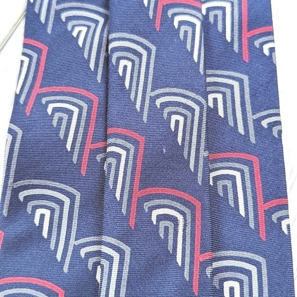 Christian Dior Vintage Geometric Silk Necktie in Slate Blue and Gray - Picture 5 of 7